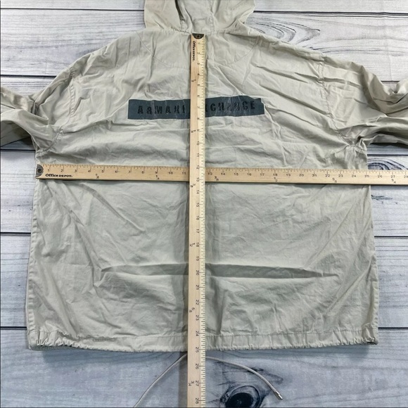 Armani Exchange Pullover Hoodie Mens Small Beige A|X Hooded Pocket Cotton Jacket - Picture 3 of 11